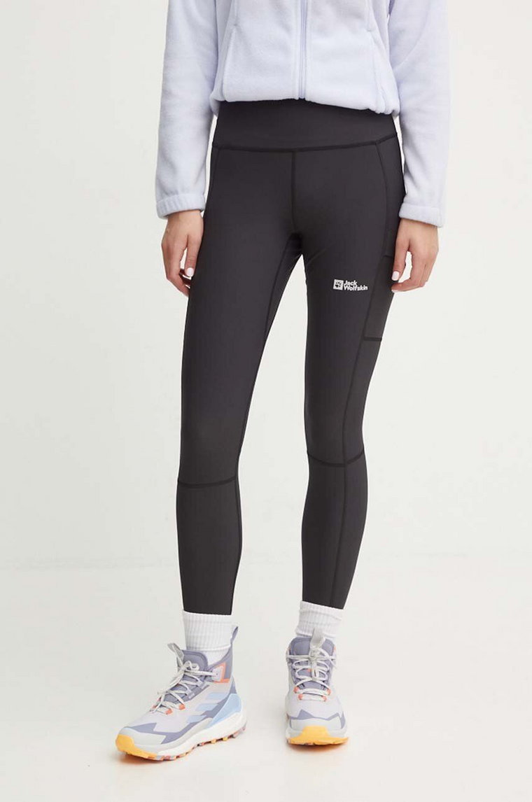 Jack Wolfskin legginsy sportowe Kammweg damskie kolor czarny gładkie 1509091