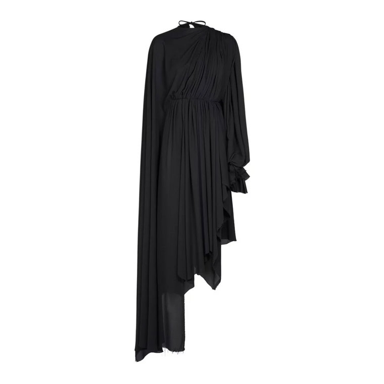 Czarna Asymetryczna Sukienka z Zapięciem na Zamek Balenciaga