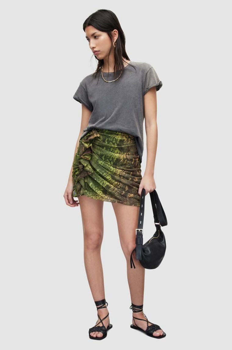 AllSaints spódnica GLORIA RAMONA SKIRT kolor zielony mini prosta WS063Y