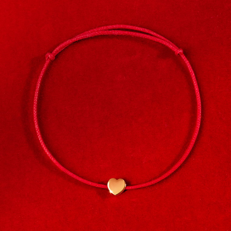 Bransoletka z sercem Etincelle ze złota próby 585 na cienkim czerwonym sznurku