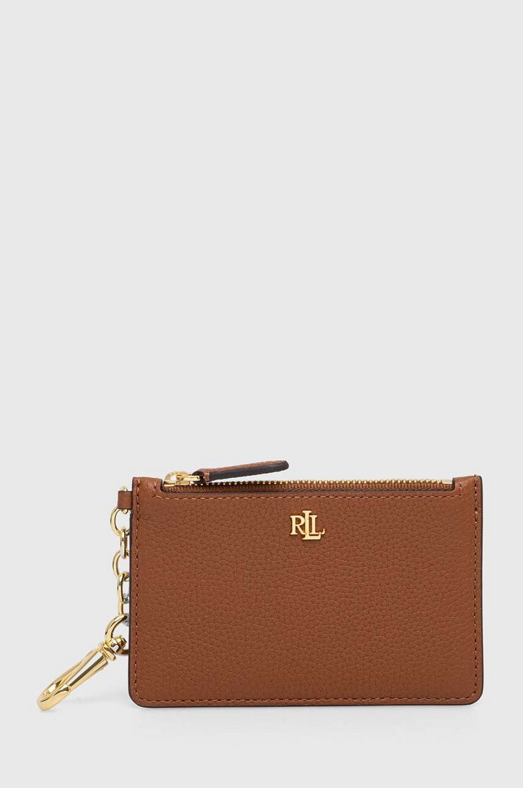 Lauren Ralph Lauren etui na karty skórzane kolor brązowy 432947628