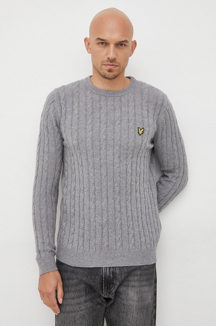 Lyle & Scott sweter z domieszką wełny męski kolor szary lekki