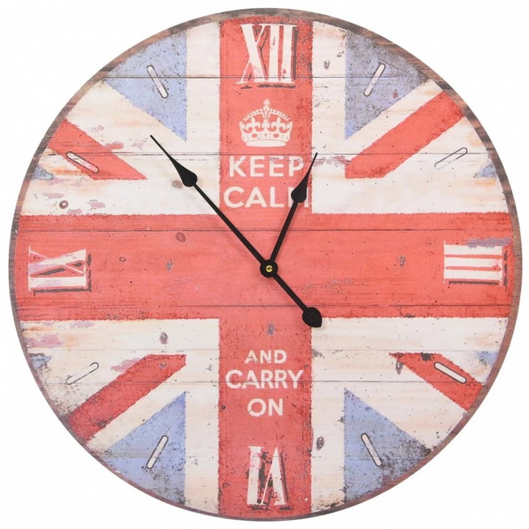 Zegar ścienny w stylu vintage, z flagą UK, 60 cm kod: V-325179