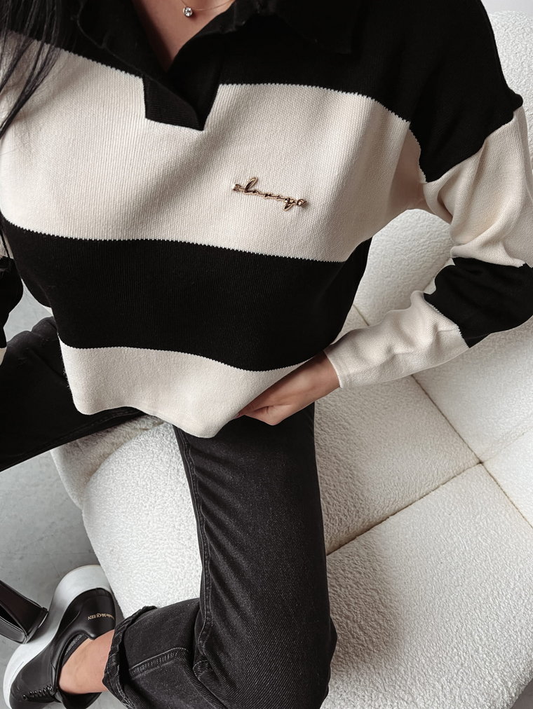 Sweter damski OLAVOGA GAJA 2023 czarno-biały