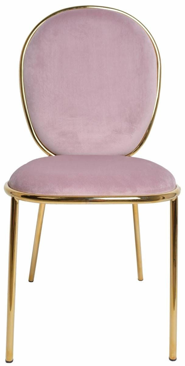 Krzesło welurowe MIA HOME Lola, różówe, 44x51x92 cm