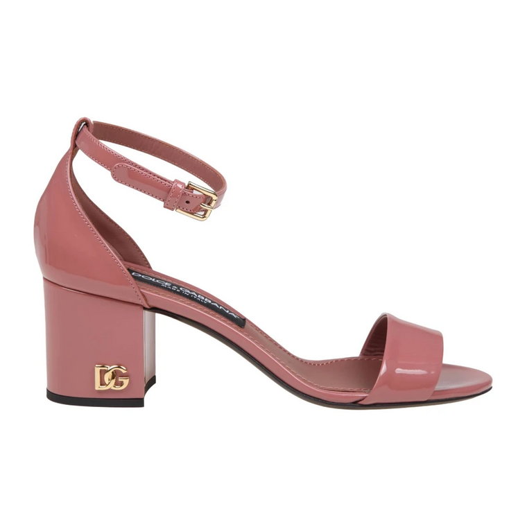 Różowe lakierowane sandały z regulowanym paskiem Dolce & Gabbana