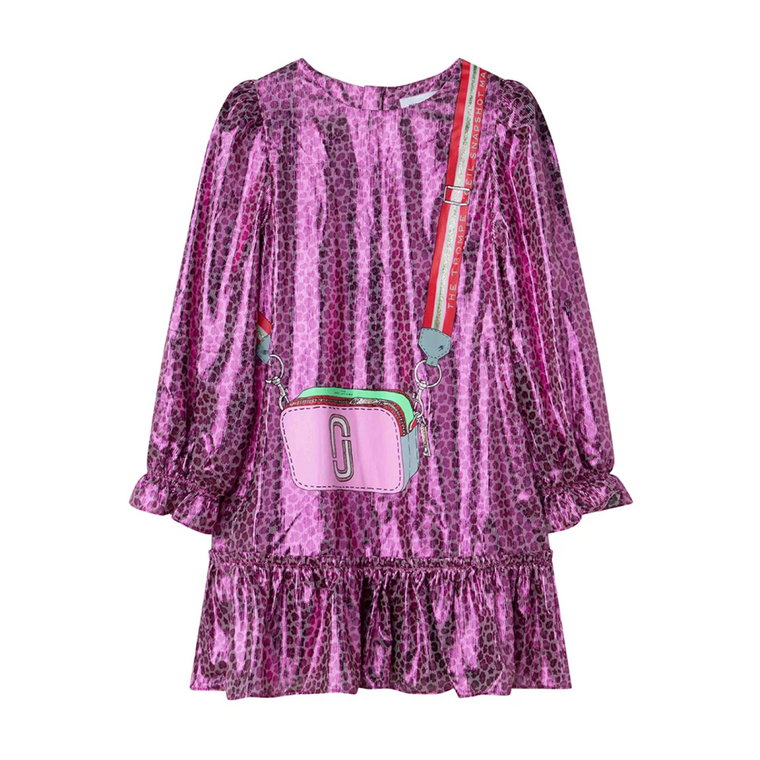Beżowo-brązowa Sukienka dla Dziewczynek, Wysokiej Jakości Materiał Marc Jacobs