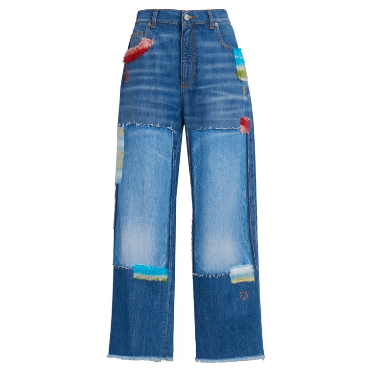 jeansy z denimu z naszywkami z mohairu Marni