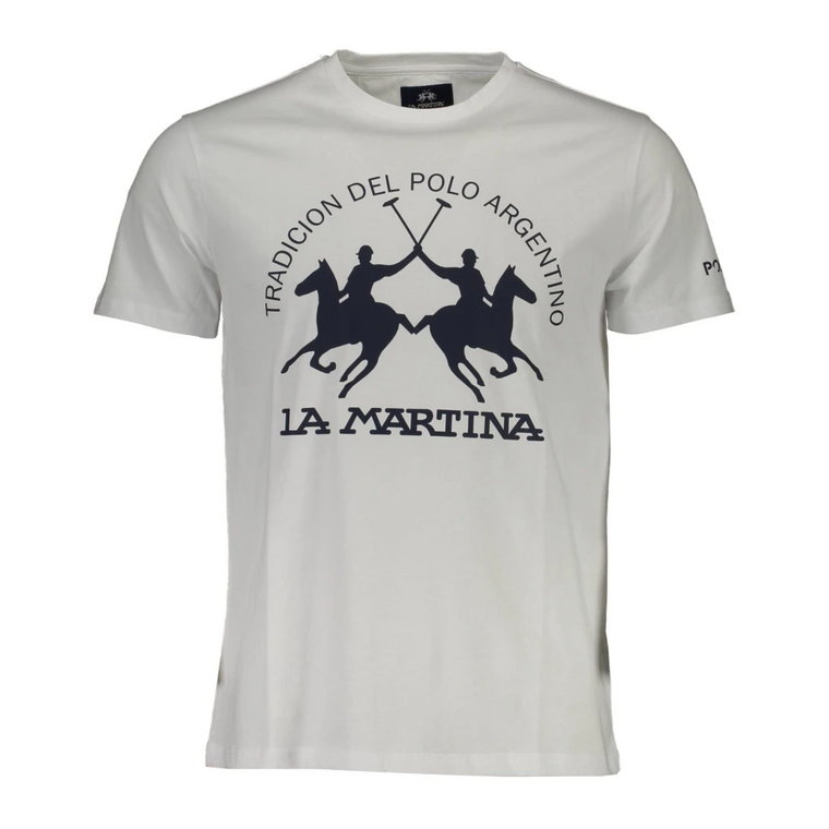 Biała koszulka z nadrukiem i logo La Martina