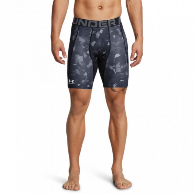 Męskie legginsy krótkie treningowe Under Armour UA Hg Armour Prtd Comp Sts - szare