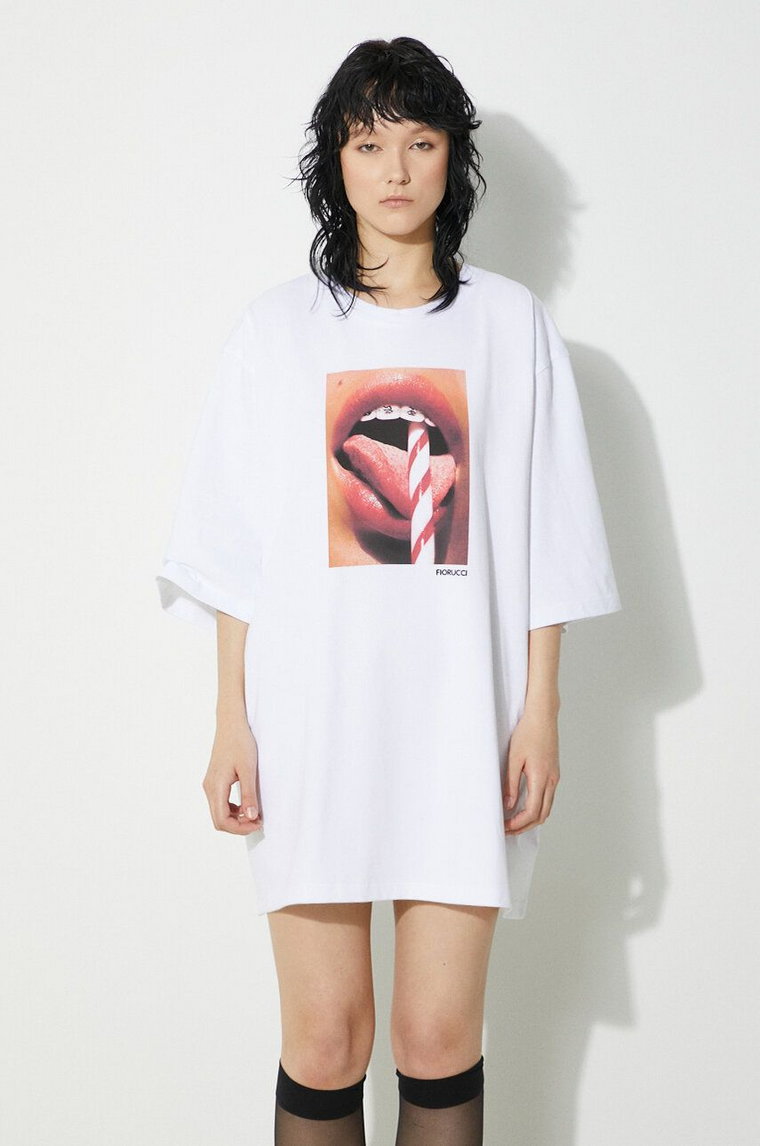 Fiorucci t-shirt bawełniany Mouth Print Boxy T-Shirt damski kolor biały W01FPTSH102CJ01WH04