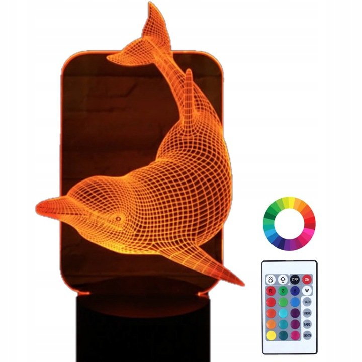 Lampka Nocna 3D Led Delfin Grawer Imię Prezent