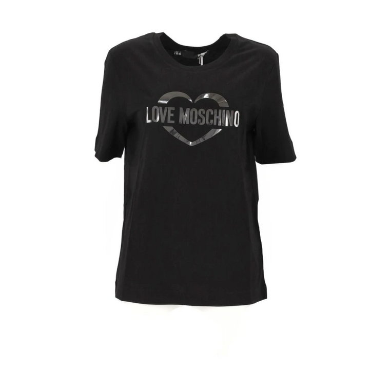 Koszulka z Srebrnym Nadrukiem Love Moschino
