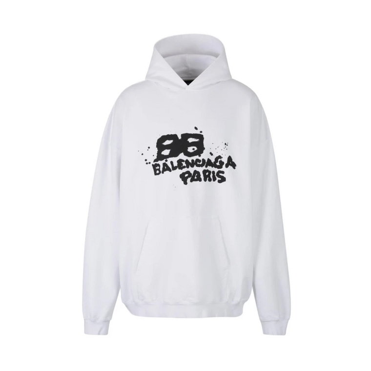 Bawełniany Hoodie z Logo Graffiti dla Mężczyzn Balenciaga