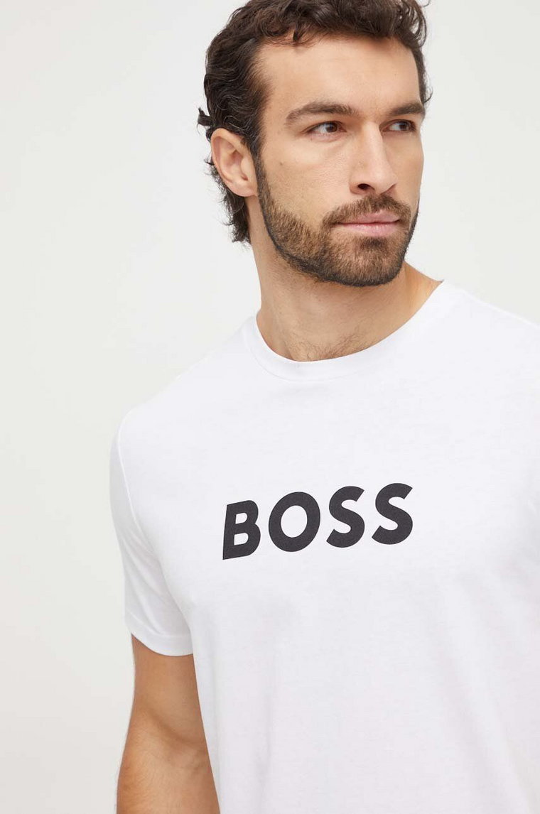 BOSS t-shirt bawełniany kolor biały z nadrukiem 50503276