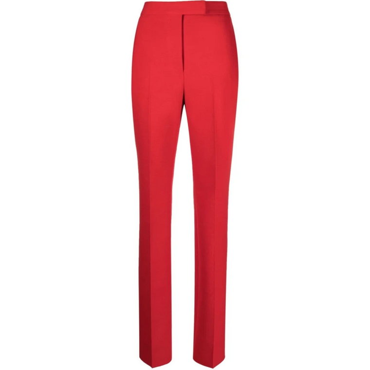 Czerwone spodnie z czystej wełny o prostych nogawkach Salvatore Ferragamo