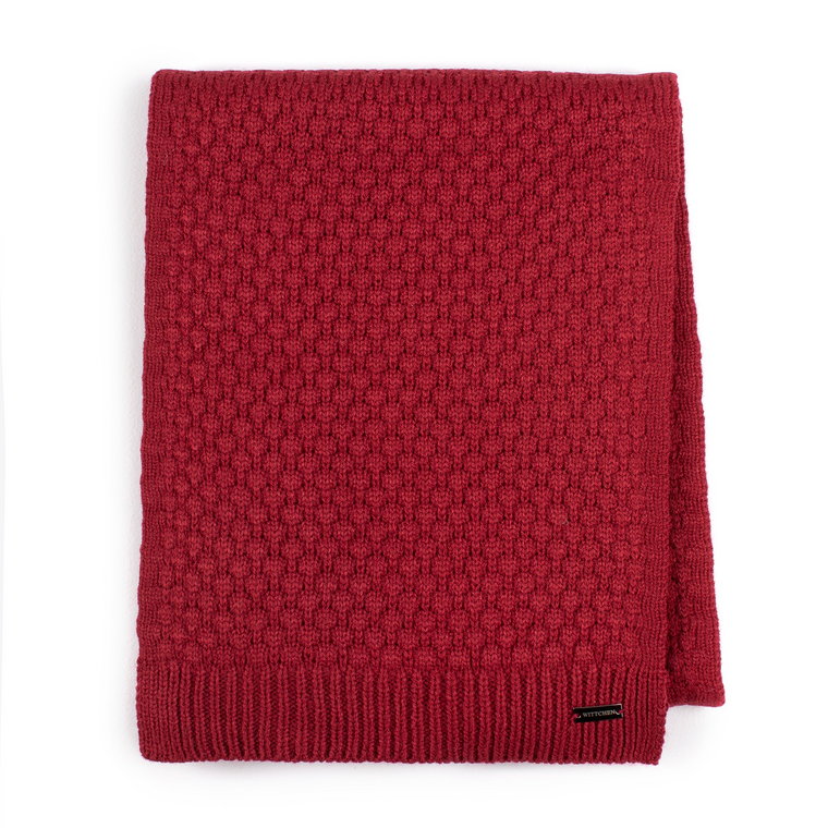 Damski szalik z drobnym geometrycznym wzorem długi czerwony