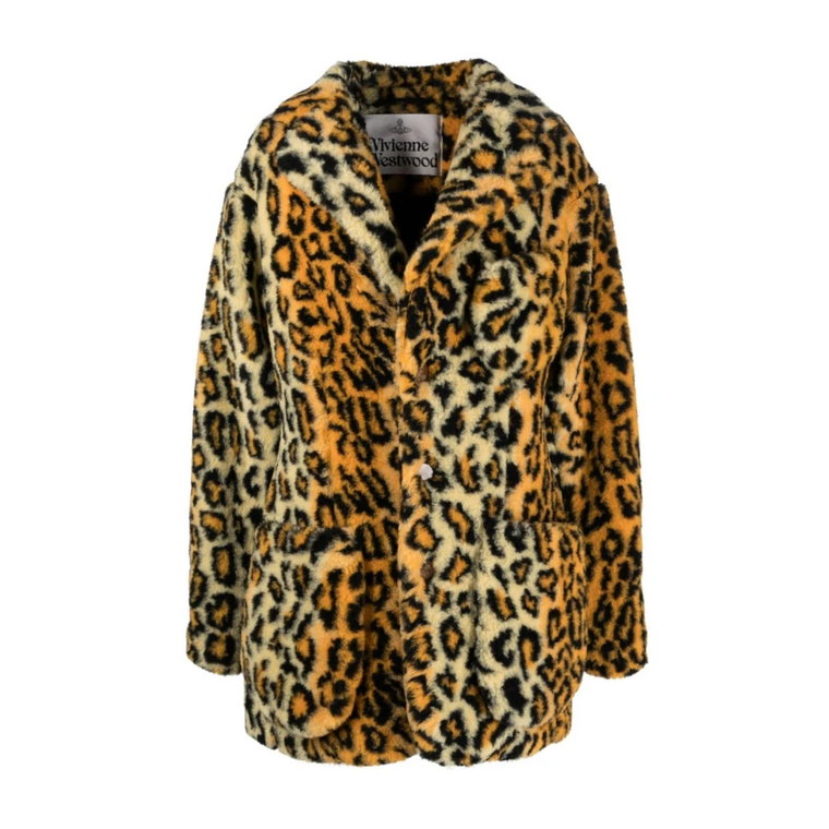 Płaszcz z fałszywym futrem w panterkę, brązowy Vivienne Westwood