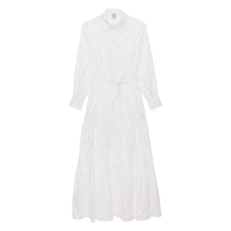 Elegancka Długa Sukienka z Białymi Falbanami Ines De La Fressange Paris