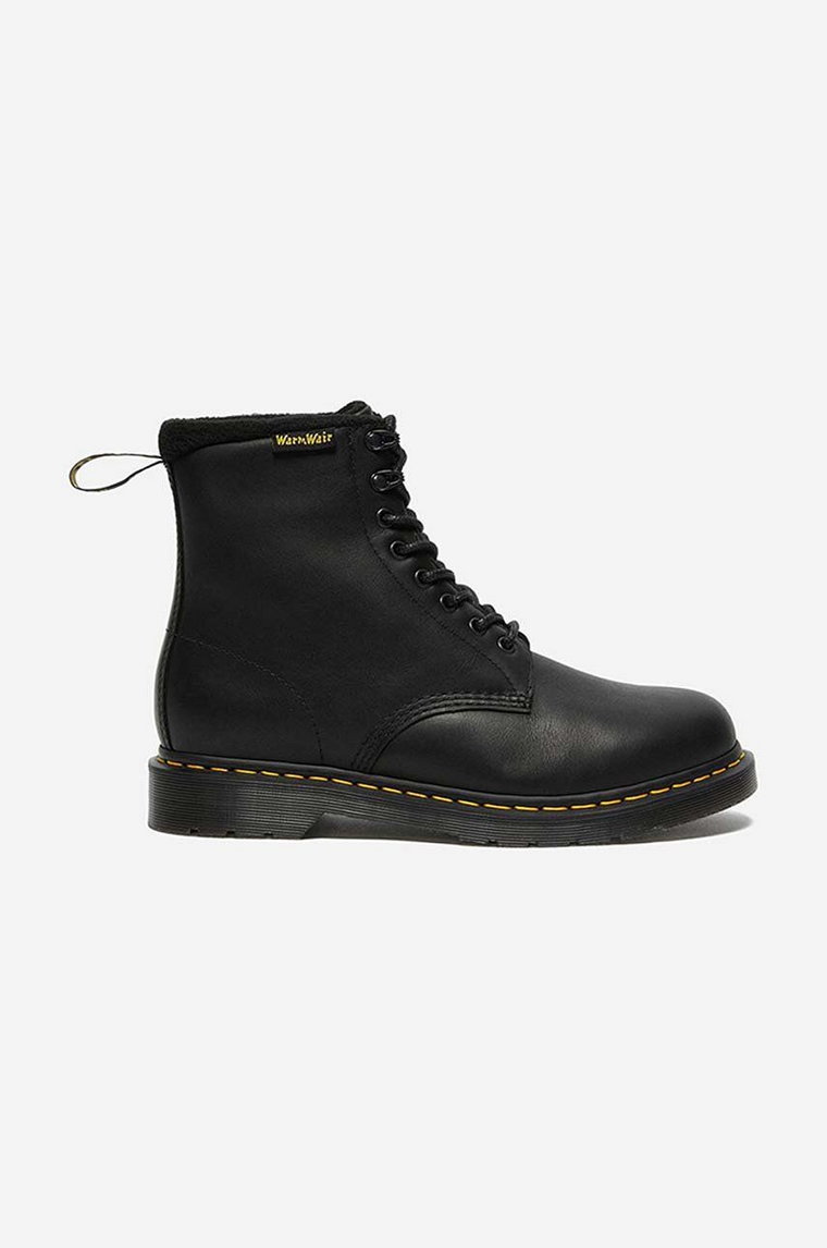 Dr. Martens botki skórzane 1460 Pascal kolor czarny na płaskim obcasie lekko ocieplone DM27084001