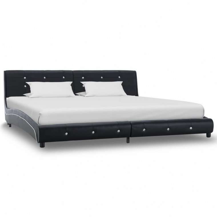 Rama łóżka, czarna, sztuczna skóra, 180 x 200 cm kod: V-280321