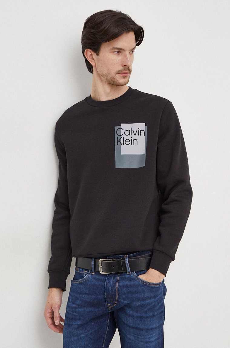Calvin Klein bluza męska kolor czarny z nadrukiem