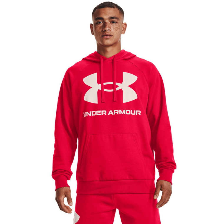 Męska bluza dresowa  nierozpinana z kapturem UNDER ARMOUR UA Rival Fleece Big Logo HD - czerwona