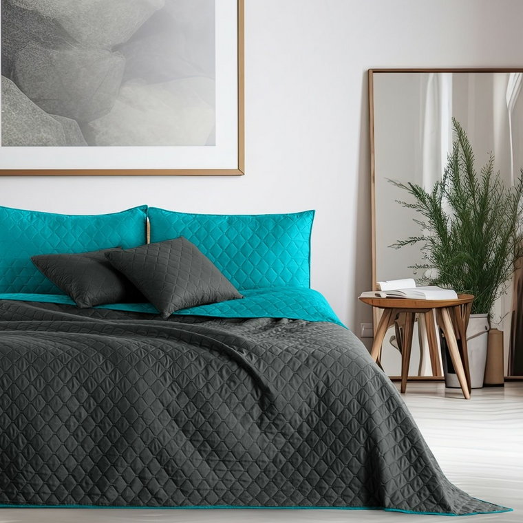 DecoKing Narzuta na łóżko Axel grafitowy, niebieskozielony,  220 x 240 cm