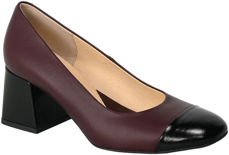 Czółenka Euromoda Shoes TMX1652 Bordo Czarny Skórzane