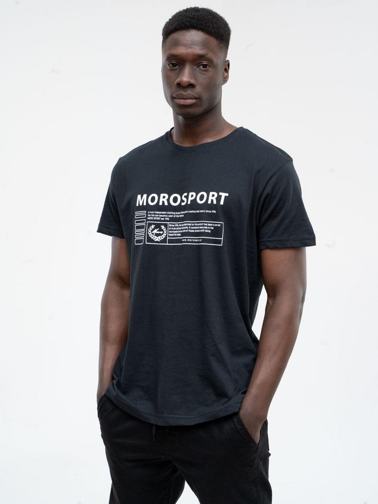 T-Shirt Z Nadrukiem Męski Czarny Moro Sport Commercial