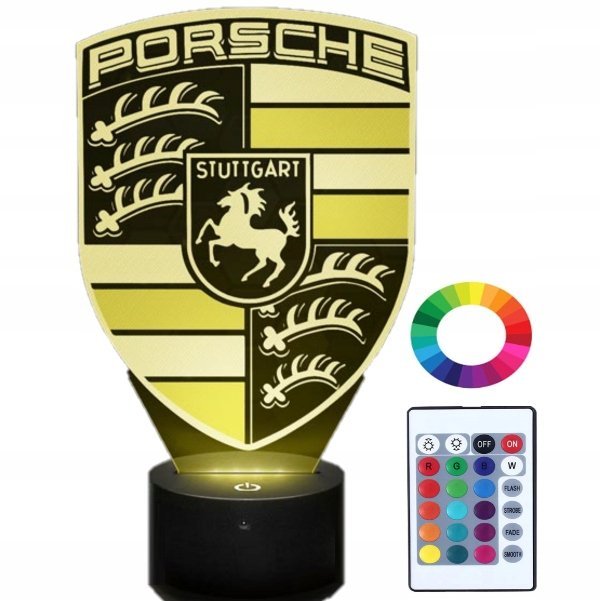 Lampka Nocna z Imieniem Logo Porsche 3D Led Grawer