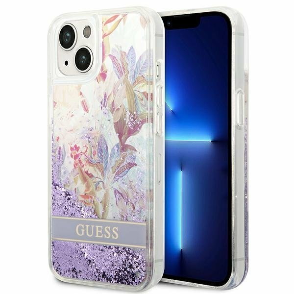 Guess GUHCP14SLFLSU iPhone 14 6,1" fioletowy/purple hardcase Flower Liquid Glitter