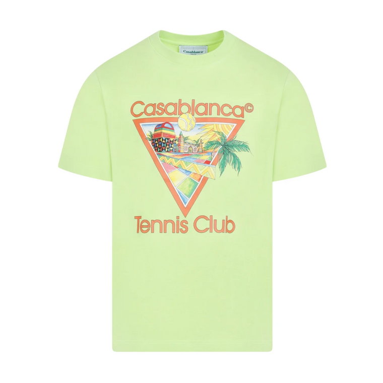Zielony T-shirt z graficznym logo Casablanca