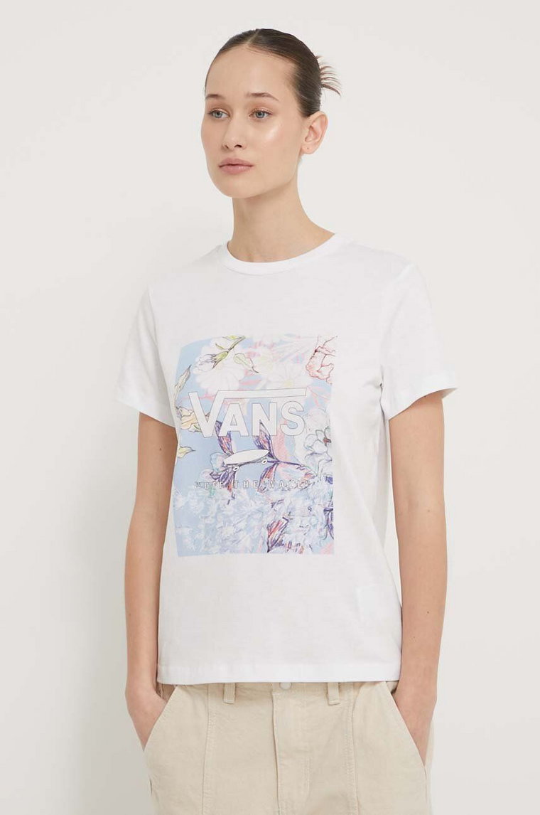 Vans t-shirt bawełniany damski kolor biały