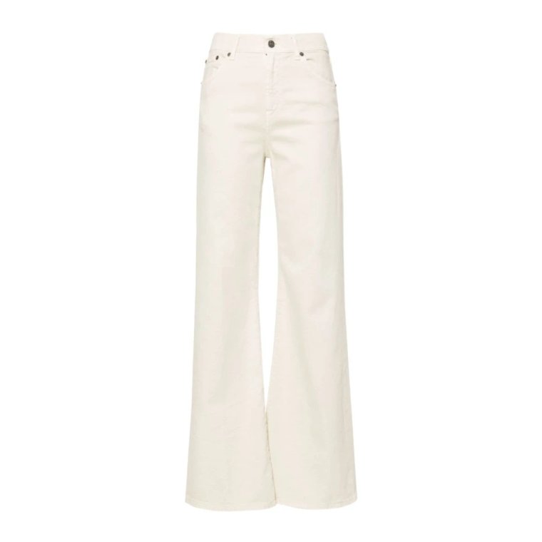 Ivory Białe Jeansy Wide Leg Dondup