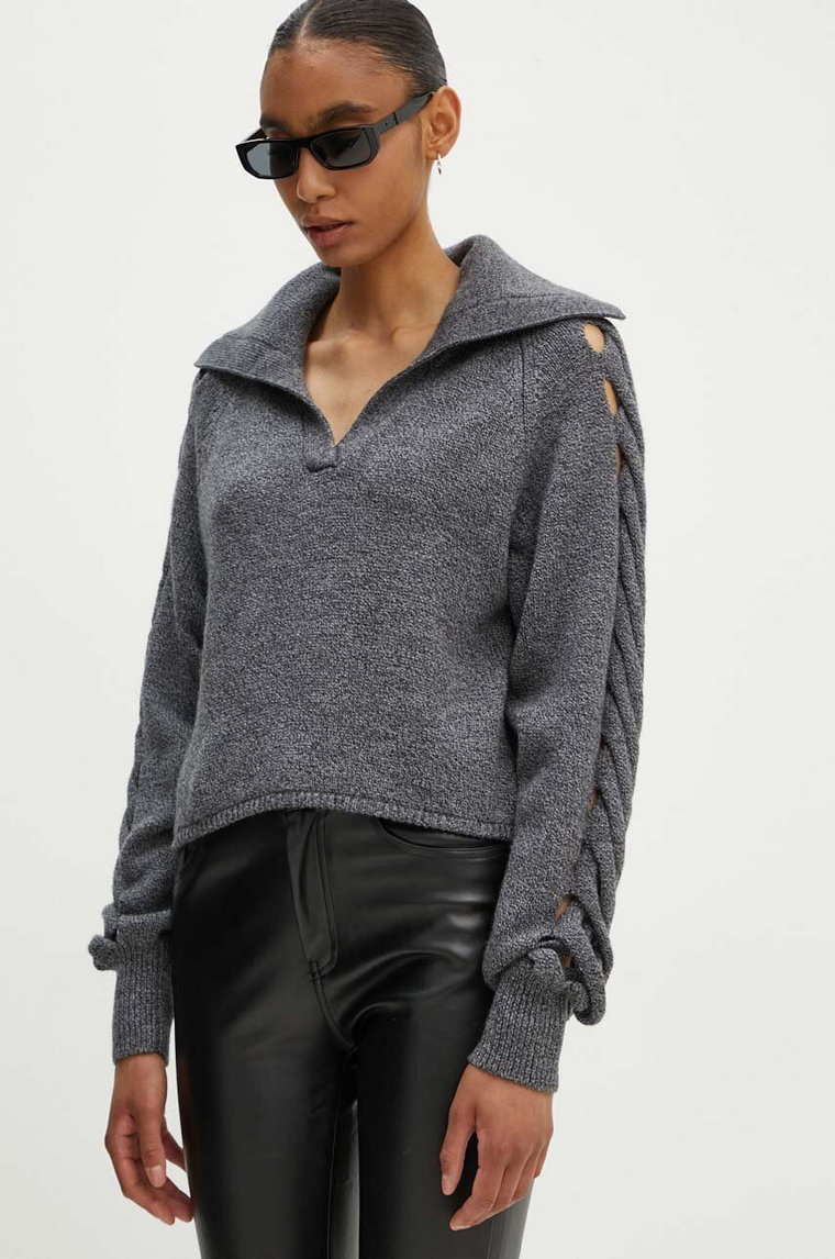 IRO sweter wełniany damski kolor szary  WP12ALESSIA