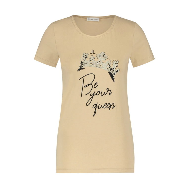 Organiczna Bawełna Queen T-shirt | Beżowy Jane Lushka