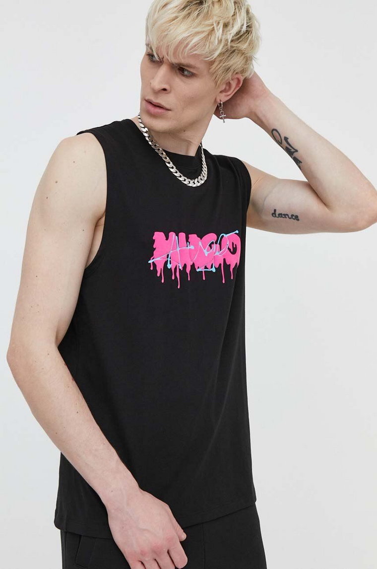 HUGO t-shirt bawełniany męski kolor czarny