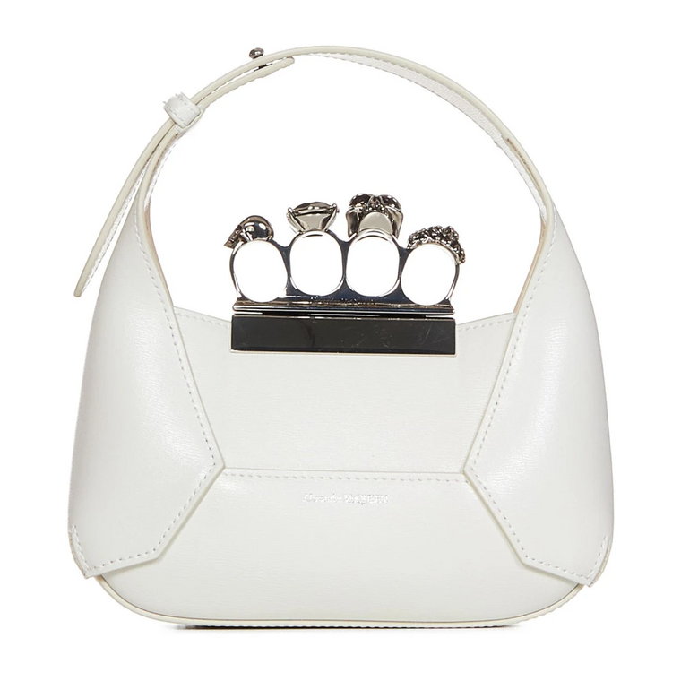 Biała torba na ramię z kryształami Swarovskiego Alexander McQueen