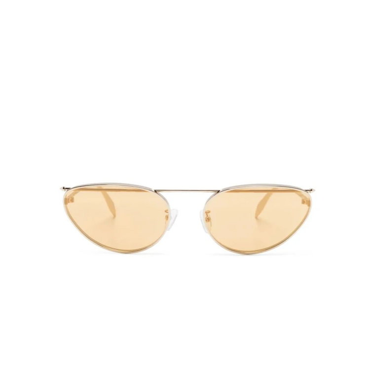 Złote Okulary Przeciwsłoneczne w Kształcie Kocich Oczu z Żółtymi Szkłami Alexander McQueen
