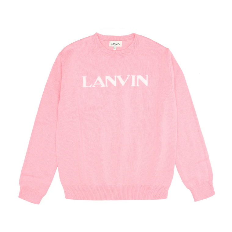 Różowy Bawełniany Sweter z Okrągłym Dekoltem Lanvin