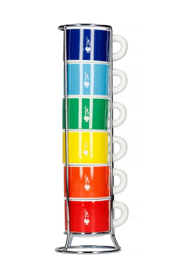 Bialetti zestaw filiżanek do espresso ze stojakiem Color 6-pack