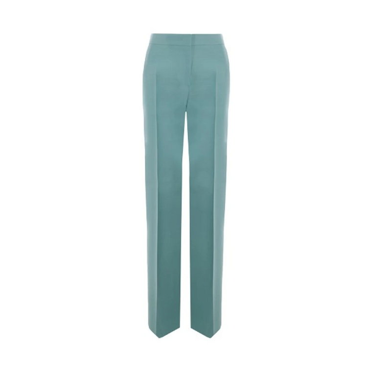 Straight-Leg Wool Silk Spodnie Aqua Green Max Mara