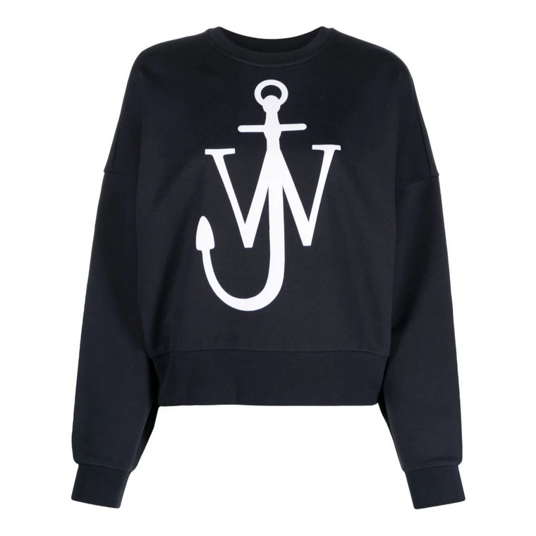 Niebieski bawełniany sweter z logo JW-Initials Anchor JW Anderson