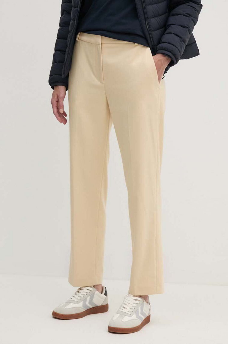 Tommy Hilfiger spodnie damskie kolor beżowy proste high waist