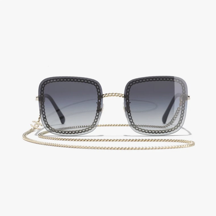 Okulary przeciwsłoneczne w kształcie kwadratu w kolorze czarnym z organicznymi soczewkami Chanel