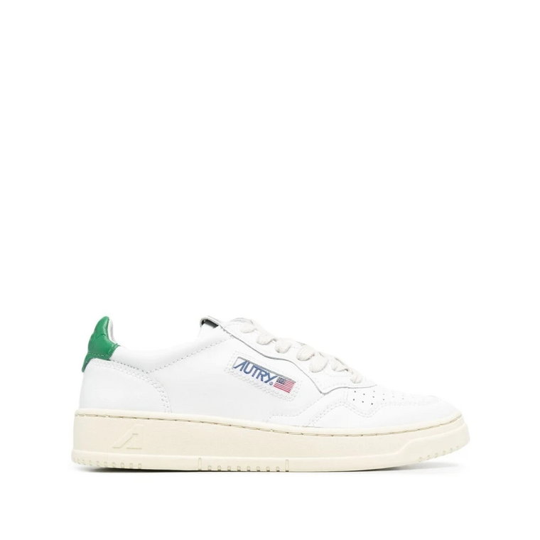 Zielone Sneakersy z Białą Skórą Autry
