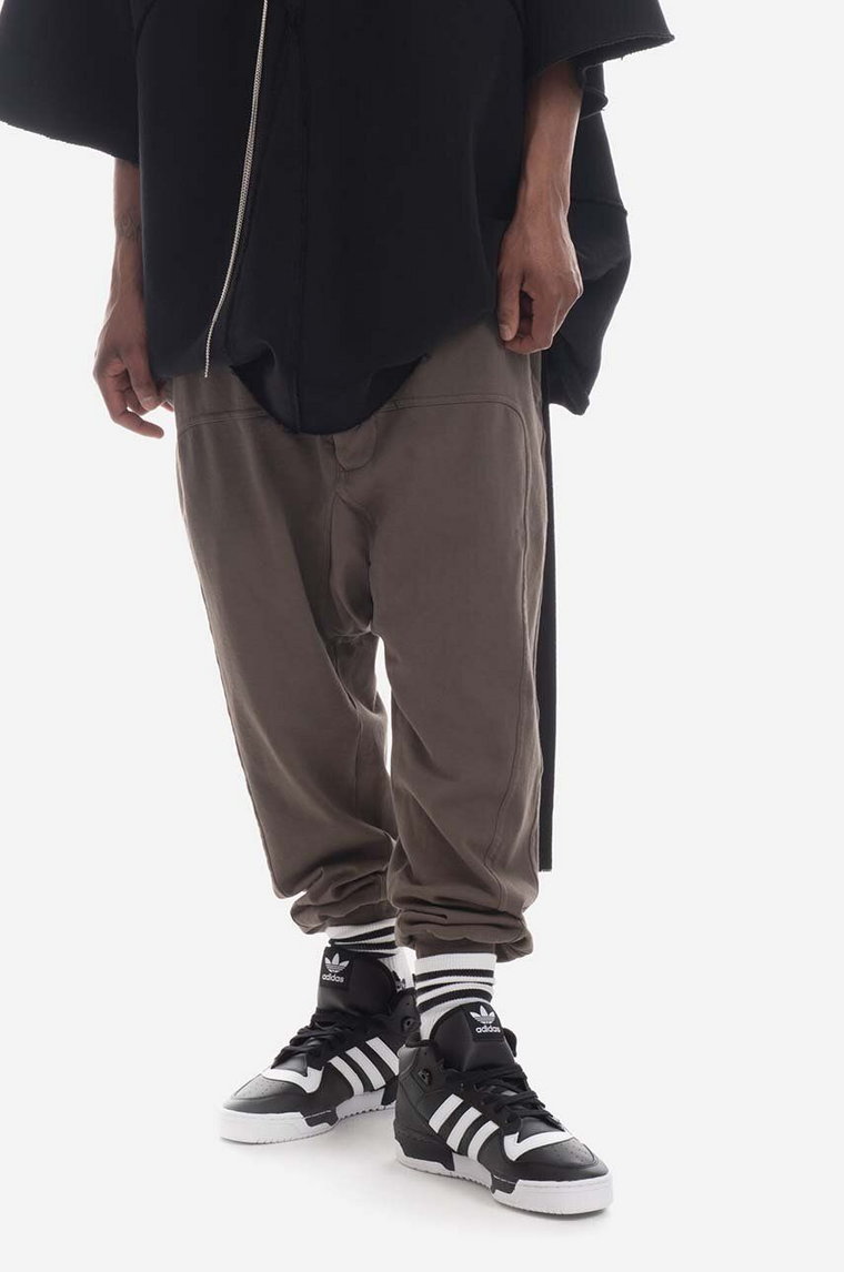 Rick Owens spodnie dresowe bawełniane Knit kolor brązowy gładkie DU01C6395.RN.DUST-BLACK