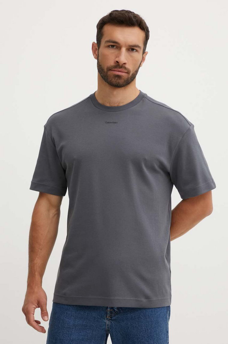 Calvin Klein t-shirt bawełniany męski kolor szary gładki K10K112487