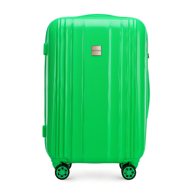 Średnia walizka z polikarbonu tłoczona plaster miodu zielona